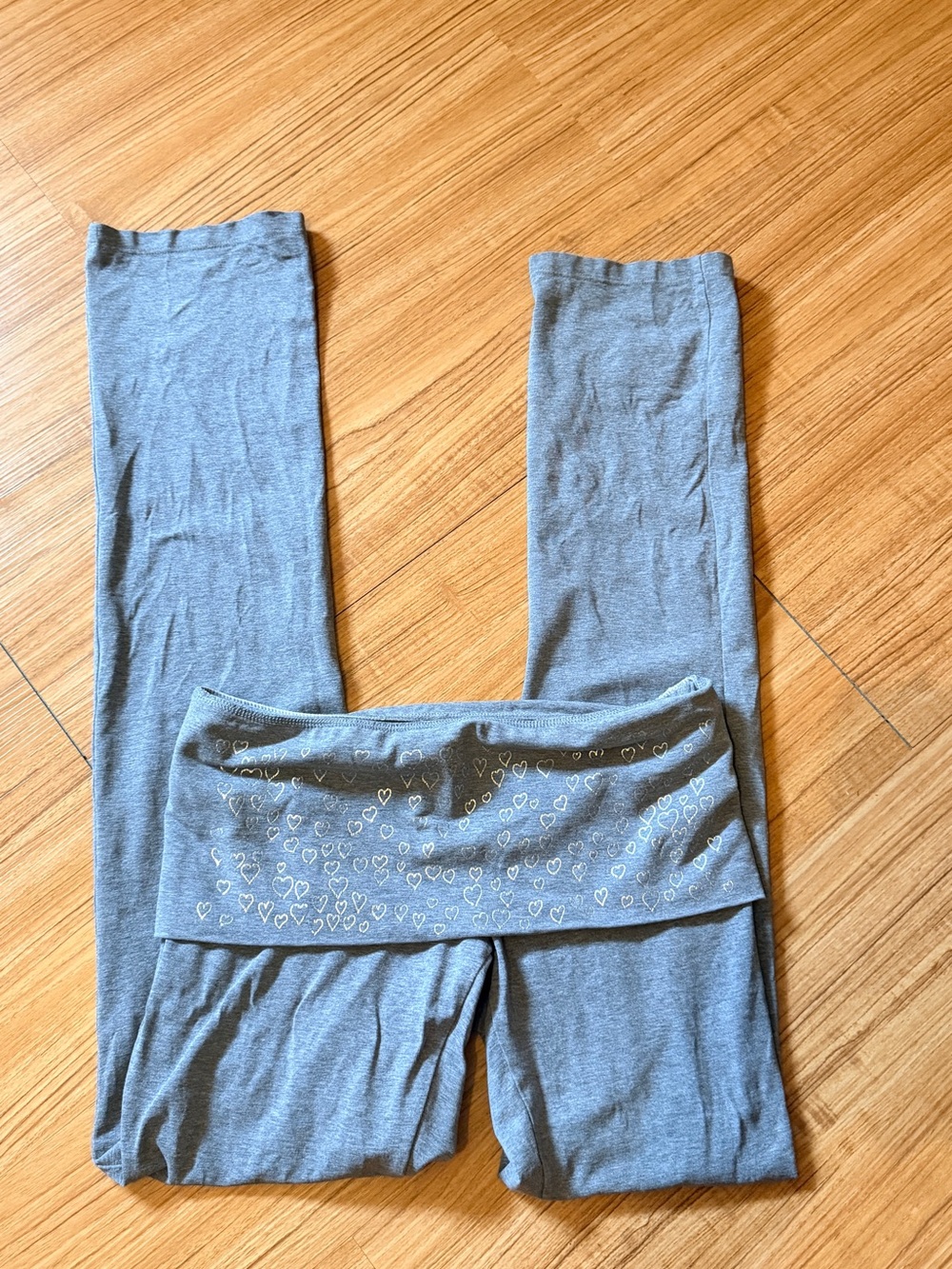 PINK Victoria's Secret Gray Fold-Over Waist Leggings with Silver Heart Detail